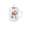 Xícara de Chá de Cerâmica com Tampa, Novo Estilo Chinês com Design Floral e de Pássaros, para Uso Doméstico, Uso Diário, Uso Comercial em Hotéis, Xícara de Chá Atacado, Caneca