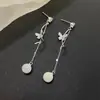 Brincos Fada Doce Borboleta Longa Franja Olho de Gato para Mulheres Presilhas de Mosquito Sem Furos nas Orelhas Brincos de Luxo Acessível Elegantes