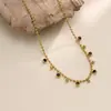 Novo Colar Retro Simples Europeu e Americano Transfronteiriço para Mulheres, Não Desbota, Moda de Nicho Versátil Pingente Redondo de Diamante Joias de Aço Titânio