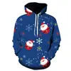 Sudadera con capucha para hombre con estampado digital 3D transfronteriza 2024 nuevo Amazon transfronterizo Halloween Papá Noel personalidad