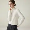 Nuevo Suéter de Cachemir 100% Puro para Mujer Otoño/Invierno, Cuello Semi Alto, Manga Larga, Corte Ajustado, Jersey de Punto