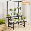 Soporte de flores de pie para balcón y sala de estar, estante de arte de hierro moderno simple para plantas suculentas, estante de escalera multicapa de acero inoxidable