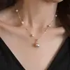 Colar de Manta de Alto Padrão Estilo Francês Céu Estrelado Pérola para Mulheres, Corrente Elegante de Clavícula de Luxo Leve Nicho, Gargantilha Estilosa