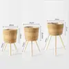 Vasos de Chão Tecidos Personalizados em Estilo Nórdico para Decoração de Sala de Estar e Varanda, Cestas de Flores de Rattan, Suportes de Flores Altos e Plantas em Vasos