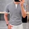 Nueva Camiseta Minimalista de Manga Corta con Cuello Alto para Hombre Verano 2026, Top Casual Versátil de Alta Gama con Parches Falsos de Dos Piezas para Hombre