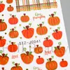 Pegatinas de arte para uñas nuevas transfronterizas: Pegatinas para uñas con diseño de cuadros otoñales, calabaza con lámina dorada temática de Acción de Gracias y patrón de cuadros, con adhesivo en la parte posterior