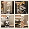 Sapateira multicamadas para apartamentos de aluguel, economizadora de espaço, organizador de sapatos fácil de usar para trás da porta, prateleira de armazenamento para dormitórios, sapateira inclinada elegante e moderna