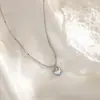 Collar de amor con piedra lunar colorida para mujer, estilo francés, femenino, simple, estilo frío, dulce, degradado, cadena de clavícula en forma de corazón, a la moda.