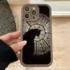 Gato Preto em Vitral Artístico Adequado para Capa de Celular Apple Iphone11/12/13/14/15/16Promax Case 8