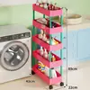 Estante de Armazenamento de Múltiplos Andares de Chão, Carrinho Móvel com Rodas, Estante de Armazenamento de Lanches para Dormitório, Estante de Armazenamento para Espaços Vazios na Cozinha