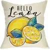 Funda de almohada de frutas nueva de Amazon para primavera y verano Serie de sandía y fresa Lino estampado Funda de almohada decorativa para exteriores
