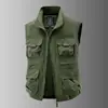 Chaleco de Trabajo Exterior para Hombre de Talla Grande, Multibolsillos, Informal, para Pesca al Aire Libre, para Jóvenes y Personas de Mediana Edad, con Cuello Alto, Transpirable y de Secado Rápido