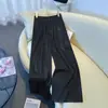 Conjunto de dos piezas de seda de calidad garantizada para reducir la edad, estilo chino nuevo, para primavera y otoño, para madres de mediana edad, con top de manga media modificado y pantalones de pierna ancha