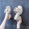 Sandalias de Estilo Hada con Lazo para Mujer, Modernas para Uso al Aire Libre, Nuevo Modelo Verano 2026, Tacón Grueso, Suela Gruesa, Punta Cuadrada, Estilo Slip-On