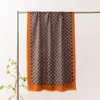Cachecol Novo de Lã para Primavera e Outono, Cachecol Longo Versátil, Cachecol Fino Estampado Estilo Old Money, Cachecol de Pescoço para o Trabalho, Acessório Fashion