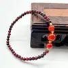 Granate Natural Estilo Chino Nuevo Diseño de Nicho Pulsera Simple Pulsera para Mujer Círculo Único Retro Versátil Elegante 2015