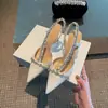 Elegantes zapatos de tacón bajo estilo francés, zapatos de salón de punta para socialité, zapatos de tacón alto blancos de hada, sandalias de tacón de aguja cerradas con pedrería para mujer, verano