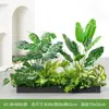Combinación de paisajismo con plantas verdes artificiales, jardineras y maceteros, flores artificiales, arreglos florales artificiales, decoraciones de paisaje con plantas artificiales para uso en interiores y exteriores.