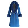 Casaco de Lã de Comprimento Médio Elegante Estilo Coreano Inverno Novo Roupa Feminina Casaco com Gola de Lã Imitação Raposa