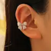 Clip de Oreja de Perla y Pedrería de Alta Gama Francés Clip Elegante sin Perforación Hueso de la Oreja Micro-Adornado Exquisita Joyería de Oreja
