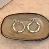 Pendientes de anillo liso exagerado con aguja de plata S925 de estilo europeo y americano para mujer, pendientes de temperamento simple Joker de lujo ligero de alta gama, venta al por mayor