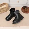 Botas Martin para Niña Otoño Invierno Moda Suela Suave Botines Versátiles Botines con Hebilla Metálica para Niños Botas de Cuero Simples Forradas de Felpa para Niño