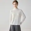 Suéter de cachemira 100% de cuello alto medio para mujer, con dobladillo enrollado, perfecto como capa base, holgado y cálido para otoño e invierno.