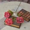 Flor de peônia para simulação de casamento 3 Cabeças Peônia da maré nacional peônia murcha Borda Jiao casamento de outono decoração de casa flor artificial