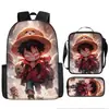 Mochila Escolar Exclusiva One Piece Três Peças Conjunto Mochila Rei do Mar Grande Capacidade Mochila para Aluno do Ensino Médio
