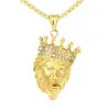 Personalidad europea y americana exagerada tendencia hip-hop colgante cabeza de león full diamond collar hip-hop joyería collar para hombre transfronterizo para hombre