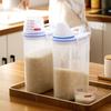 Tarro de Grano Transparente Japonés Plástico Cocina Tarro Sellado Cubo de Arroz Tarro de Almacenamiento Caja de Almacenamiento de Grano Venta al por Mayor