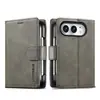Aplicable a iPhone Duo Foldable Flip Phone Funda de Cuero Hebilla Tarjetero Soporte Estilo Simple de Negocios Carcasa Protectora
