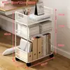 Estante de armazenamento móvel ao lado da mesa, carrinho de livros para sala de aula com rodas, organizador de estante simples para estudantes