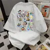 Camiseta Estilo Japonês Doce e Fresca Fofa Estampa Tie-Dye Manga Curta Unissex Verão Casual Estilo College Top Versátil