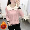 Suéter cálido con cuello de muñeca y forro polar para mujer, estilo Chanel, camisa básica de principios de otoño de 2024, ropa de mujer, camisa de punto