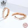 Pendientes Evelle de plata de ley con circonitas, pequeños círculos, pendientes de plata S925, pendientes DIY chapados en oro rosa, accesorios para pendientes