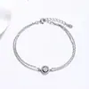 Prata Esterlina 925 Moda Europeia e Americana Ins Círculo de Zircônia de Camada Dupla Pulseira de Zircônia Joias de Nicho de Luxo Leve para Mulheres Sensação de Alto Padrão Joias de Mão