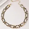 Nuevos Productos Transfronterizos Europeos y Americanos Exagerados Sexy Estampado de Leopardo Cuadrado Geométrico Pendientes Collar Joyería de Temperamento