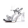 Sandalias Impermeables de Plataforma con Tacón Grueso de Cristal para Mujer, Verano 2026, Adecuadas para Fiestas y Vestidos, Tacones Altos con Tira de Pedrería y Punta Abierta