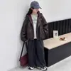 Chaqueta de Cuero con Capucha Estilo Casual Urbano para Niñas, Primavera y Otoño, Top Súper Elegante y Popular para Niños Mayores