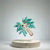 Exquisito Broche de Palmera Diamante Verde Fresco Nicho Lujo Ligero Exquisito Broche de Flor Versátil Anti-Exposición Hermosos Accesorios de Pin de Tarjeta