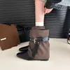 Botines Botas Retro Aumento Oculto de Altura Botas Vaqueras Adelgazantes para Mujer Punta Cuadrada Estilo Coreano Nuevo Cinturón Ancho para Pantalón Moda 26