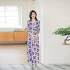 Vestido Roxo Estampado Geométrico Elegante Slim-Fit Cintura Marcada com Cinto Pg Dvf2025 Vestido Envelope