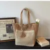 Bolso de Playa de Paja Bolso de Mano Tejido de Verano 2026 Nuevo Bolso Tote de Gran Capacidad Bolso de Hombro Grande de Moda Comercio Exterior