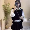 Estilo Nuevo Otoño e Invierno 2025 Transfronterizo Estilo Ligero Maduro y Suave Chaleco de Punto Conjunto de Dos Piezas para Superponer Camisa Versátil Manga Larga para Mujer A7