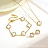 Explosiones Transfronterizas de Amazon Estilo Europeo y Americano Pulsera de la Suerte de Cuatro Hojas Incrustada de Diamantes Unilateral Moda Femenina Pulsera Personalizada Versátil
