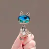 Broche Gatinho Moda Coreana Banhado Diamante Design Personalidade Roupa Elegante Doce Joias Celebridade da Internet para Mulheres