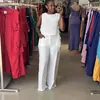 Ropa Femenina Transfronteriza Europea y Americana Verano 2026 Nuevo Estilo Elegante Top sin Mangas con Cuello Redondo y Cordón Pantalones Largos de Cintura Alta Conjunto Casual