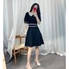 Ropa de Mujer de Alta Gama Nanyou Vestido de Verano para Mujer de Punto con Mangas Abullonadas Huecas y Cuello de Muñeca Estilo Francés de Lujo Ligero