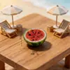 Paisaje Miniatura Sandía Pequeña Cortada a la Mitad Decoración de Escena Miniatura Fruta de Verano Llavero DIY Pasador Pasador Accesorios para el Cabello